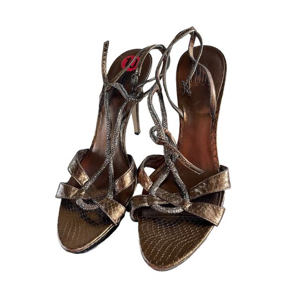 Pelle Moda Bronze Strappy Heels Size 10 - Picture 5 of 7